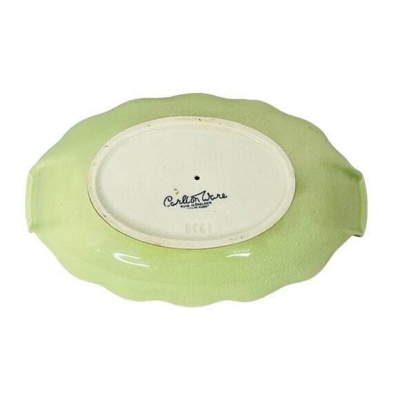 Carlton Ware Vert Royale Dish Mint Green Tall Vintage 7 Inches Long Art Deco - Picture 5 of 5
